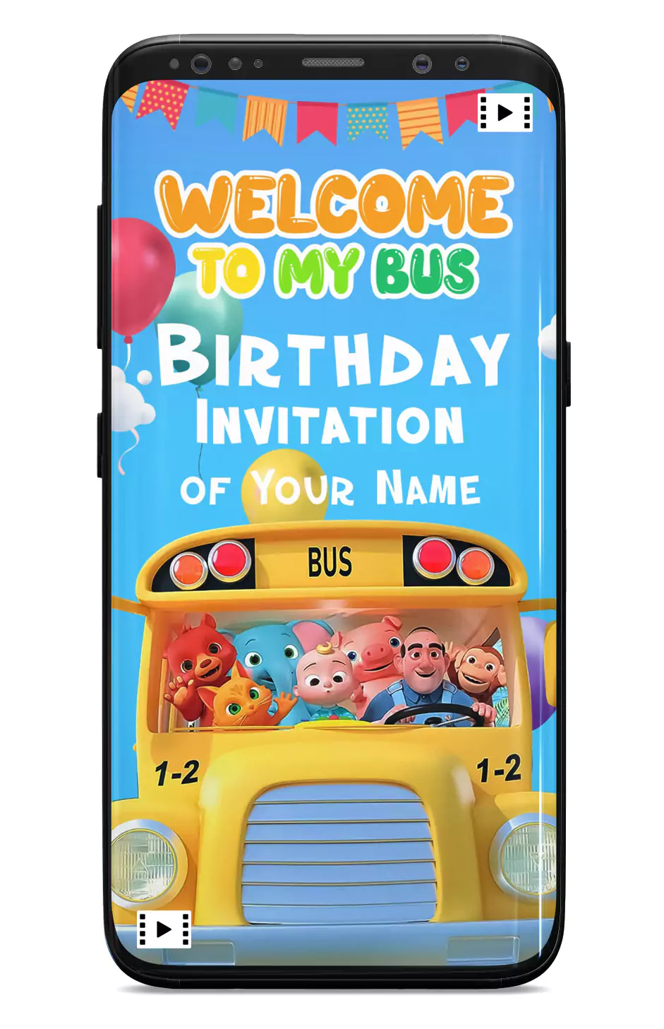 Wheel on the bus birthday Invitation Video